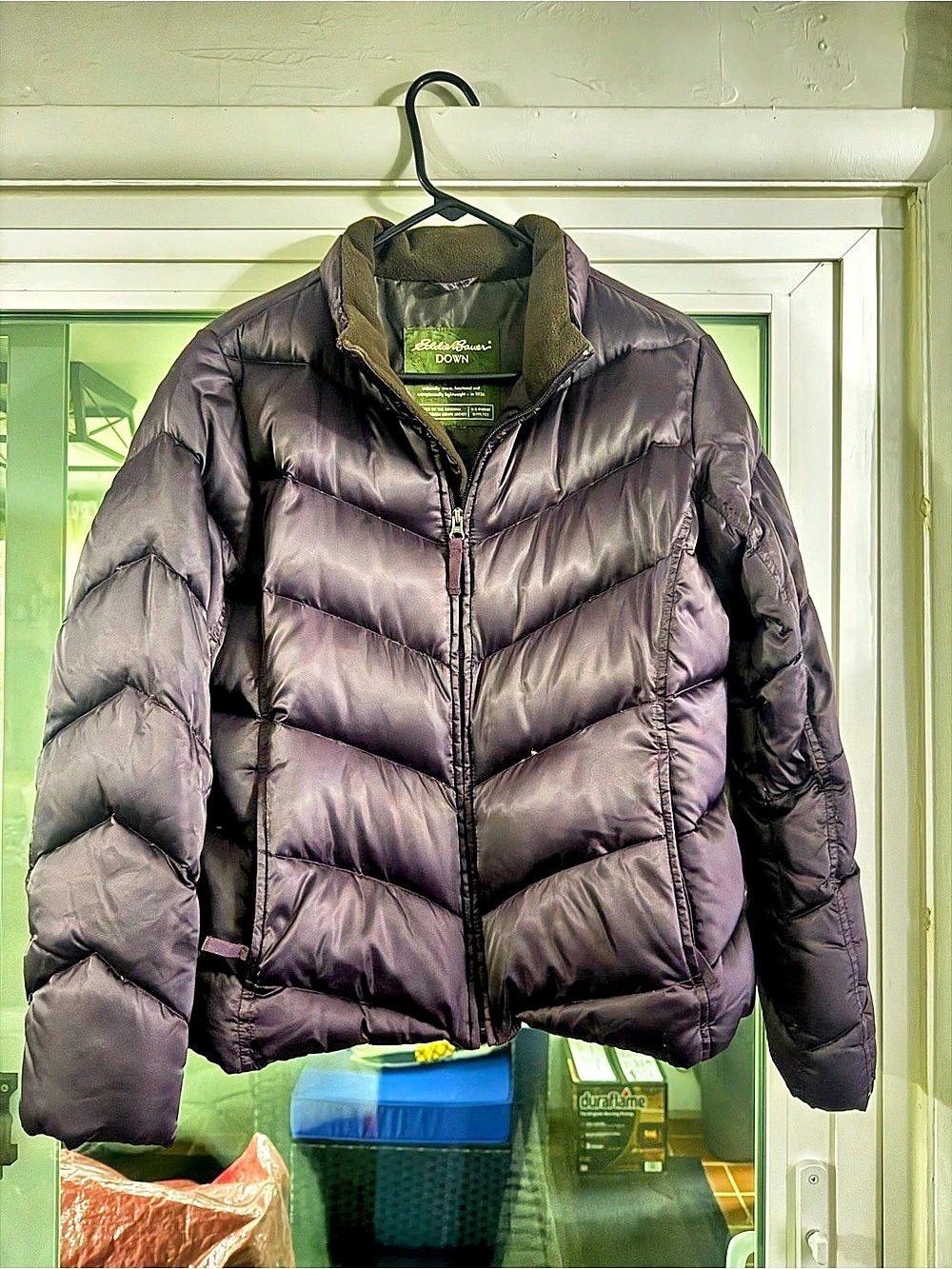 Eddie Bauer Chevron Down Puffer Jacket in Black